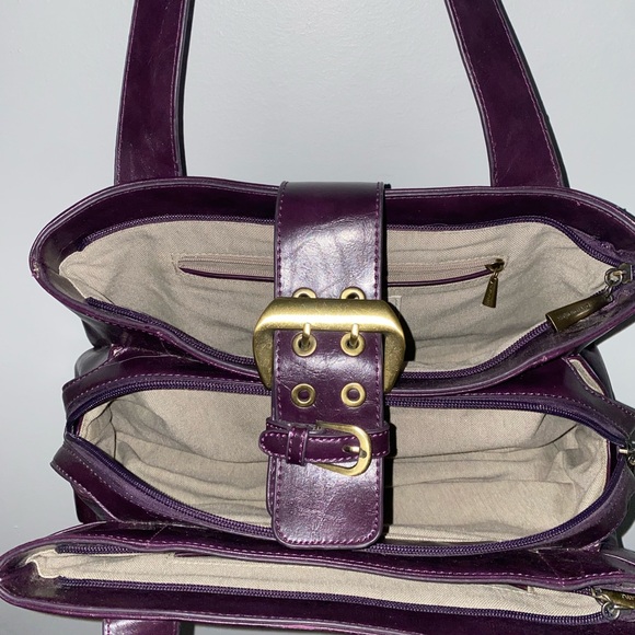 Large 3 Zipper Purple Purse - Picture 4 of 8